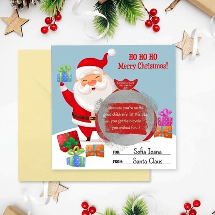 Individuell gestaltete Rubbelkarte mit Text – Weihnachtsgeschenk