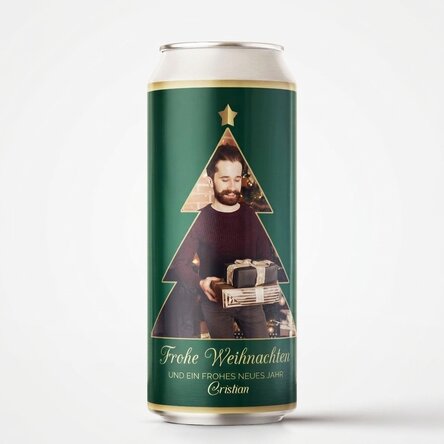 Bier in einer individuell gestalteten Dose mit Foto und Text – Christmas Tree