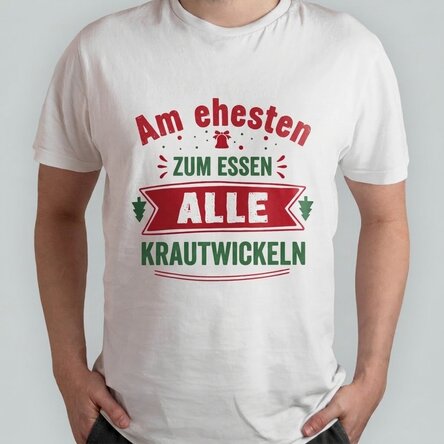 Personalisiertes Baumwoll-T-Shirt mit Aufdruck – „Most likely to eat“