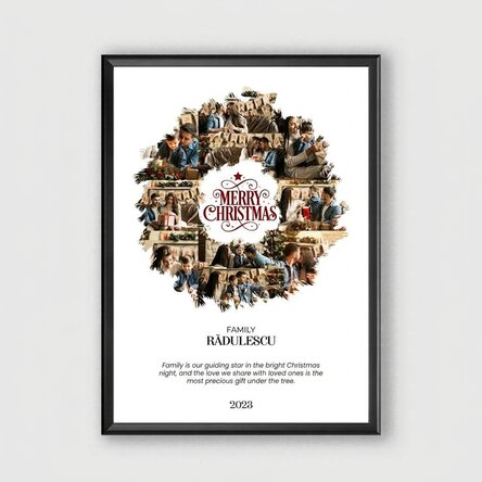 Personalised canvas with 10 photos and message - Christmas Wreath