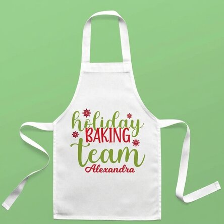 Personalised children's apron with text - Holiday baking team