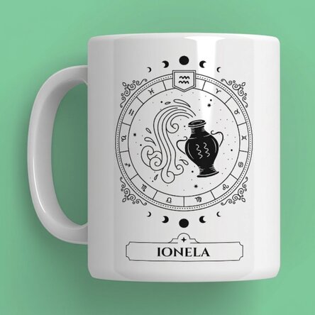 Personalisierte Tasse mit Namen und Sternzeichen – Wassermann
