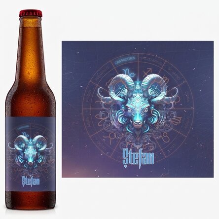 Personalisiertes Bier mit Namen und Sternzeichen – Steinbock
