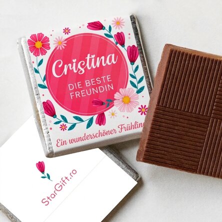 Personalisierte Mini-Schokolade mit Frühlingsgruß