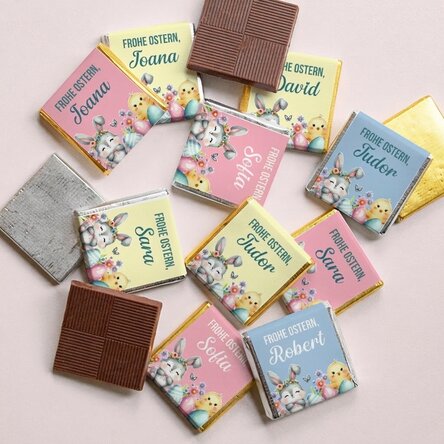 10er-Set personalisierte Mini-Pralinen mit Botschaft – Frohe Ostern!