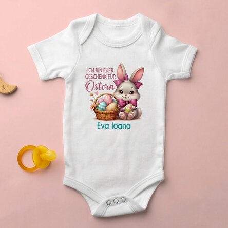 Personalisierter Baby-Body mit Namen – Ostergeschenk, Baby-Mädchen