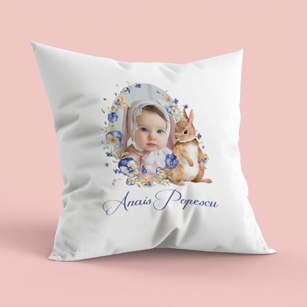 Personalisiertes Kissen mit Text und Foto – Bunny