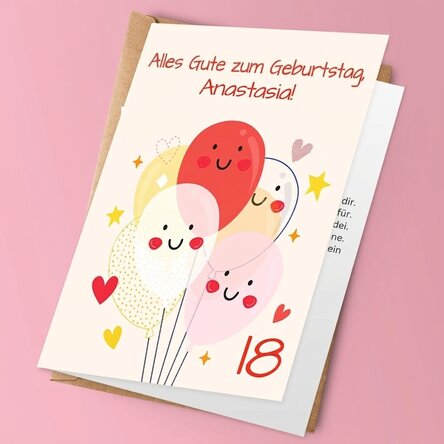 Personalisierte Grußkarte mit Text – Luftballons