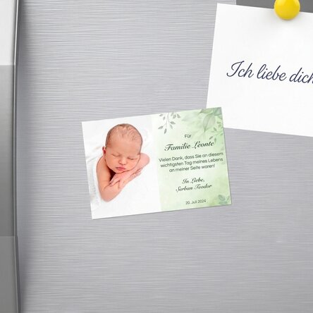 Individuell gestalteter Magnet (10 x 7 cm) mit Foto und Botschaft – Taufandenken