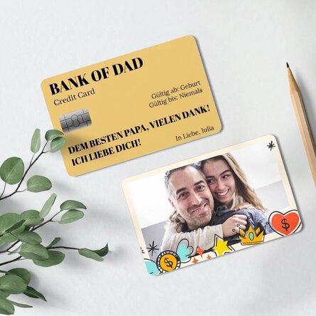 Individuell gestaltete Aluminiumkarte (Vorder- und Rückseite) mit einer Botschaft und einem Foto – B