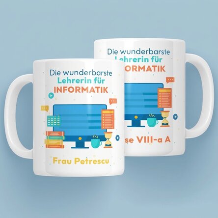 Personalisierte Tasse mit Botschaft – Informatiklehrerin