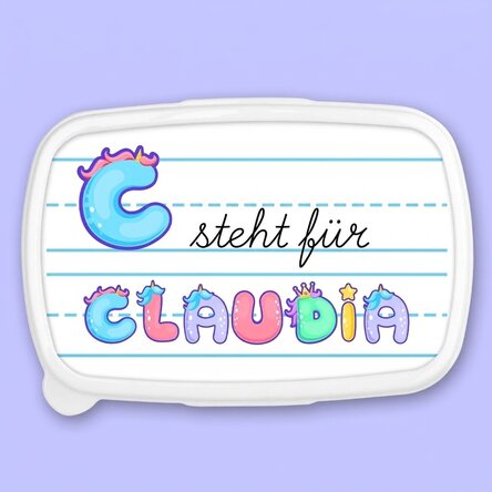 Lunchbox, personalisierte Auflaufform mit Namen – Einhorn-Motiv