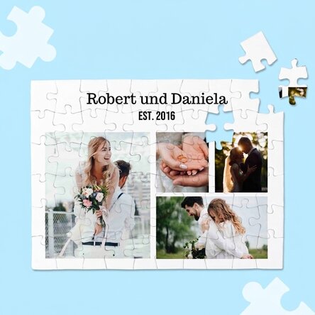 Individuell gestaltetes Puzzle mit 4 Fotos und Text – Sweet memories