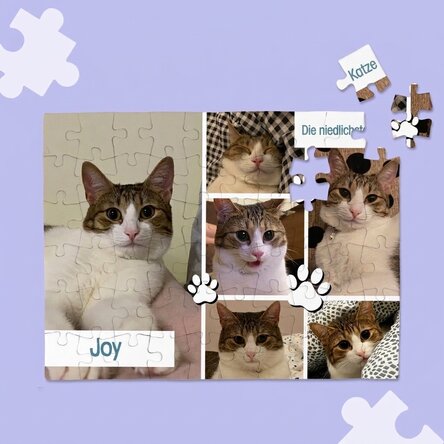 Personalisiertes Puzzle mit 6 Fotos und einer Botschaft – Tierchen