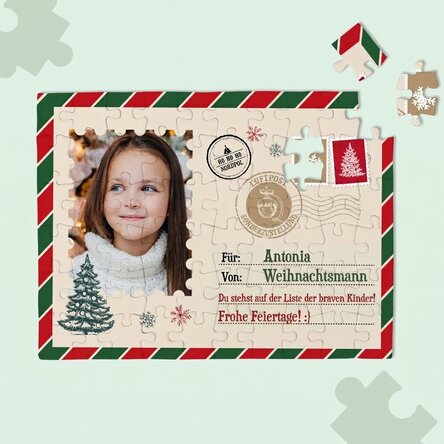 Individuell gestaltetes Puzzle für Kinder mit Foto und Text – Vom Weihnachtsmann