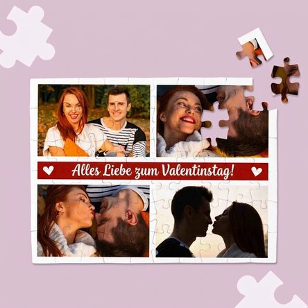 Personalisiertes Puzzle mit 4 Fotos und Text – Moments