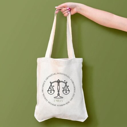 Personalisierte Tasche mit Text – Sternzeichen Waage