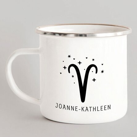 Personalised enamel metal mug with message - Zodiac sign