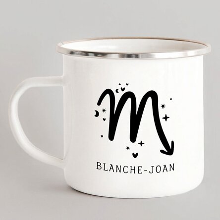 Personalised enamel metal mug with message - Scorpio zodiac sign