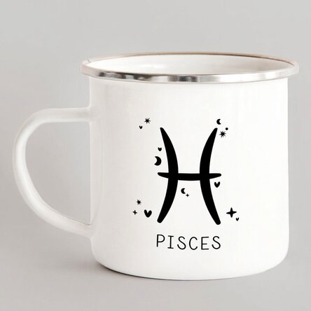 Personalised enamel metal mug with message - Pisces