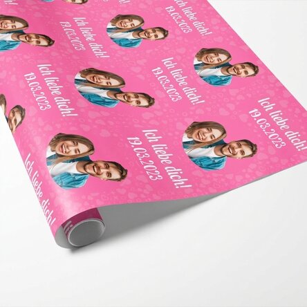 Individuell gestaltetes Geschenkpapier mit Text und Foto – Ich liebe dich!