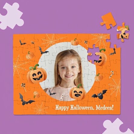 Individuell gestaltetes Puzzle mit Foto und Botschaft – Happy Halloween