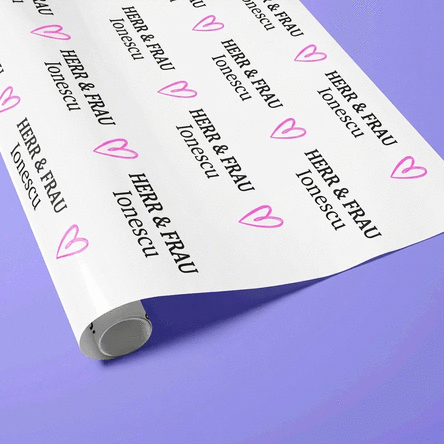 Individuell gestaltetes Geschenkpapier mit Text – Mr. & Mrs.