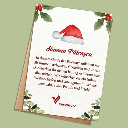 Personalisierte Karte mit Logo und Text – Santa