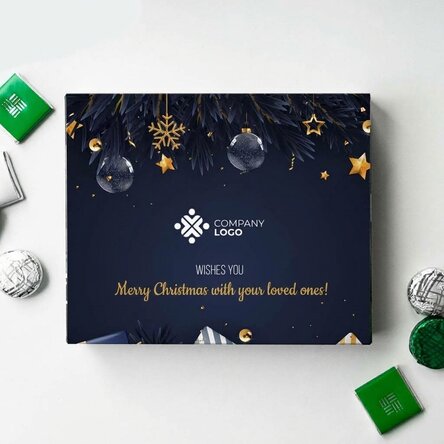 Personalised box of chocolates with logo and message - Merry Christmas!