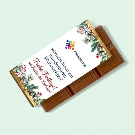 Personalisierte Mini-Schokoladentafel mit Logo und Weihnachtsbotschaft