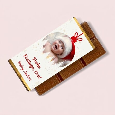 Personalisierte Mini-Schokoladentafel mit Foto und Botschaft – Weihnachtskugel