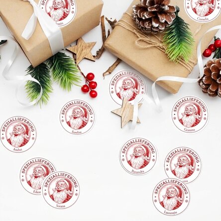 Set mit 12 individuell mit Namen bedruckten Aufklebern (selbstklebende Etiketten) – Sonderlieferung