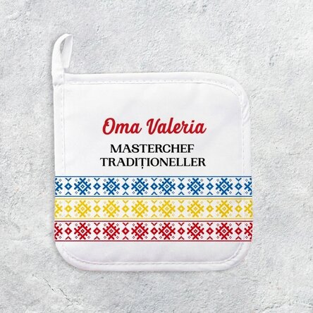 Individuell gestalteter Untersetzer für heiße Töpfe mit Text – Masterchef Traditional