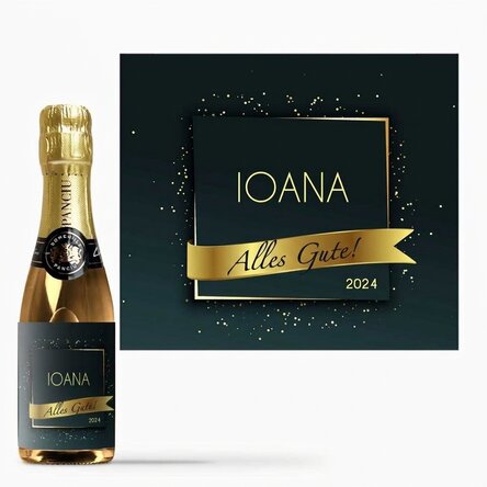 Personalisierte Mini-Sektflasche mit Namen – Gold