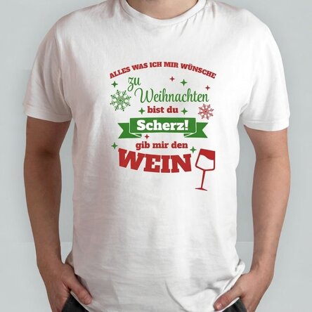 Personalisiertes Baumwoll-T-Shirt mit Weihnachtsaufdruck – „Gib mir das Glas!“
