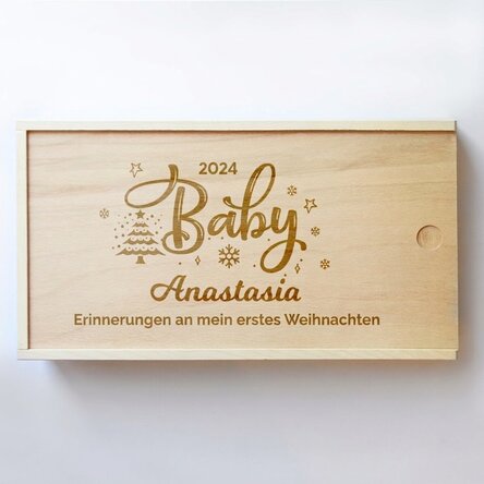 Personalisierte Geschenkbox aus Holz – Erinnerungen an das erste Weihnachtsfest