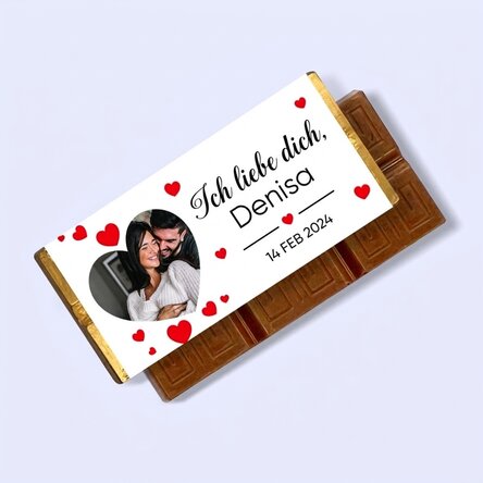 Personalisierte Mini-Schokoladentafel mit Foto und Botschaft – Ich liebe dich