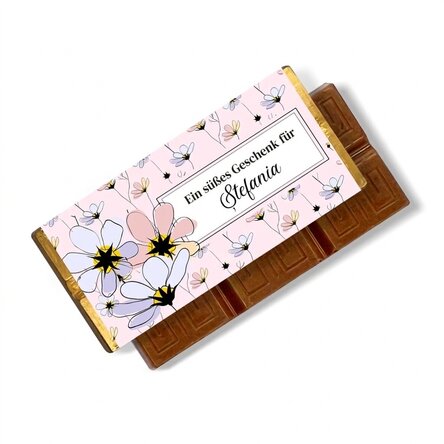 Personalisierte Mini-Schokoladentafel mit Botschaft – Blumenmuster