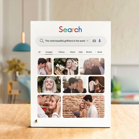 Personalised desk photo frame with pictures and text - Search