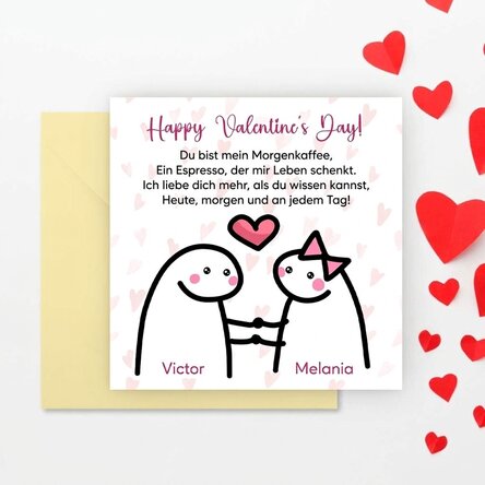 Individuell gestaltete quadratische Karte mit Botschaft – Cute Love