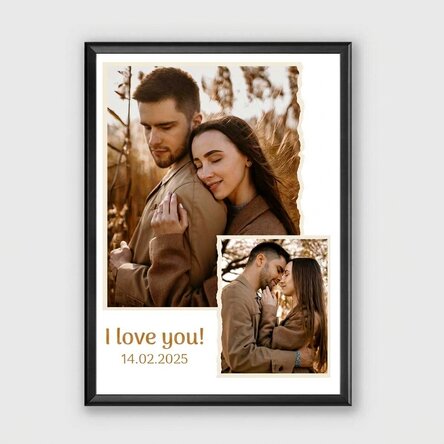 Individuell gestaltetes Bild mit 2 Fotos und Text – Ich liebe dich!