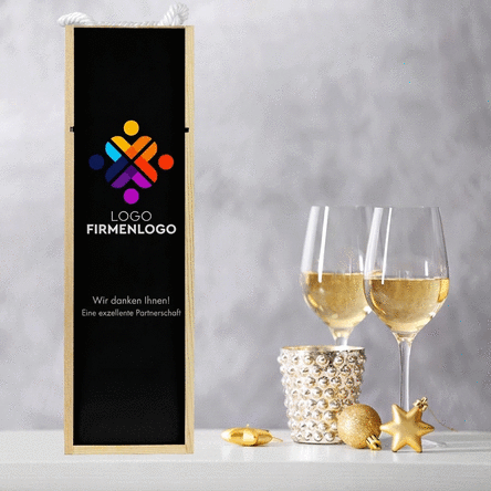 Personalisierte Weinkiste mit Logo und Text