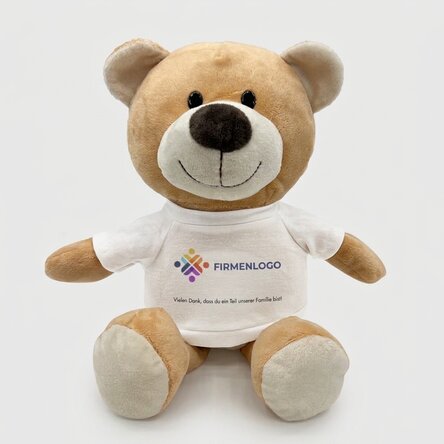 Plus: personalisierter Teddybär mit Logo und Text