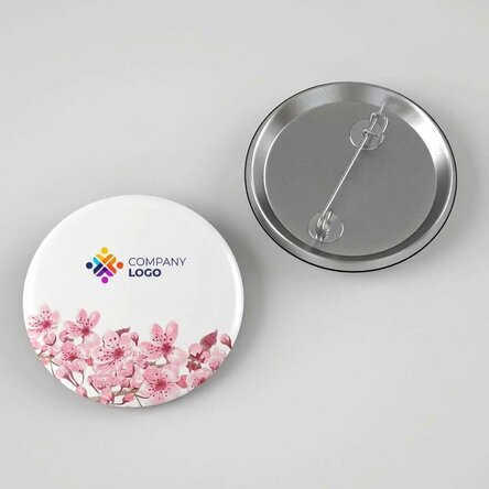 Customised badge with logo - Flowers