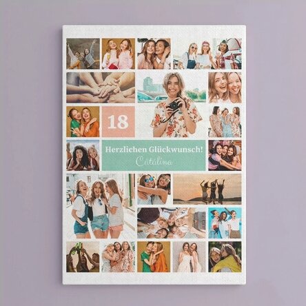 Individuell gestaltetes Leinwandbild mit 21 Fotos und Text – Collage