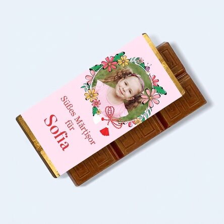 Personalisierte Mini-Schokoladentafel mit Botschaft und Foto
