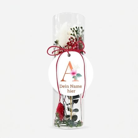 Glasornament mit konservierten Blumen, individuell mit Text gestaltet – Floral