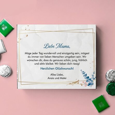 Personalisierte Pralinenschachtel mit Grußbotschaft – Herzlichen Glückwunsch zum Geburtstag!