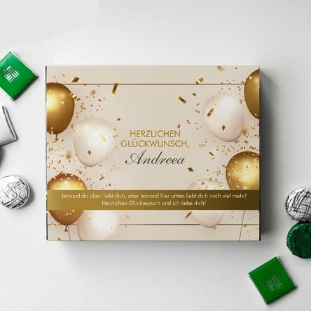 Personalisierte Pralinenschachtel mit Botschaft – Geburtstag