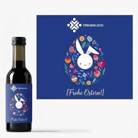 Personalisierte Mini-Weinflasche mit Logo und Ostergruß
